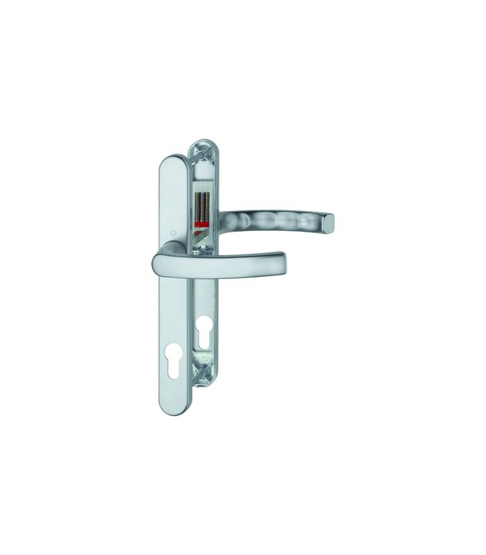 HOPPE Drückergarnitur Liège 1540/3347N, Langschild, oval, Profilzylinder gelocht, Entfernung 92mm, Vierkant 8mm, Türstärke 72 - 82mm, Befestigungstechnik mit Stütznocken, silber, naturfarben, eloxiert