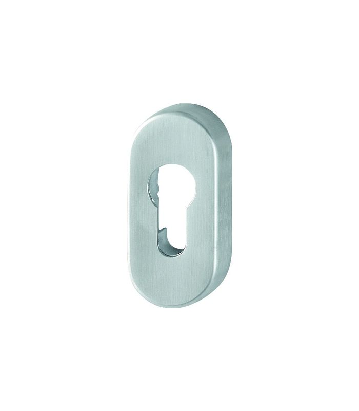 HOPPE Schlüsselrosette E55S, außen/innen, oval, ohne Stütznocken, Profilzylinder gelocht, 10mm, edelstahl matt