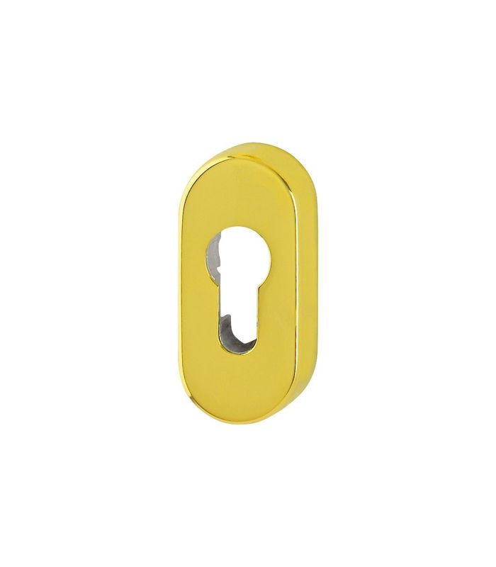 HOPPE Schlüsselrosette E55S, außen/innen, oval, ohne Stütznocken, Profilzylinder gelocht, 10mm, messingfarben poliert-Resista®