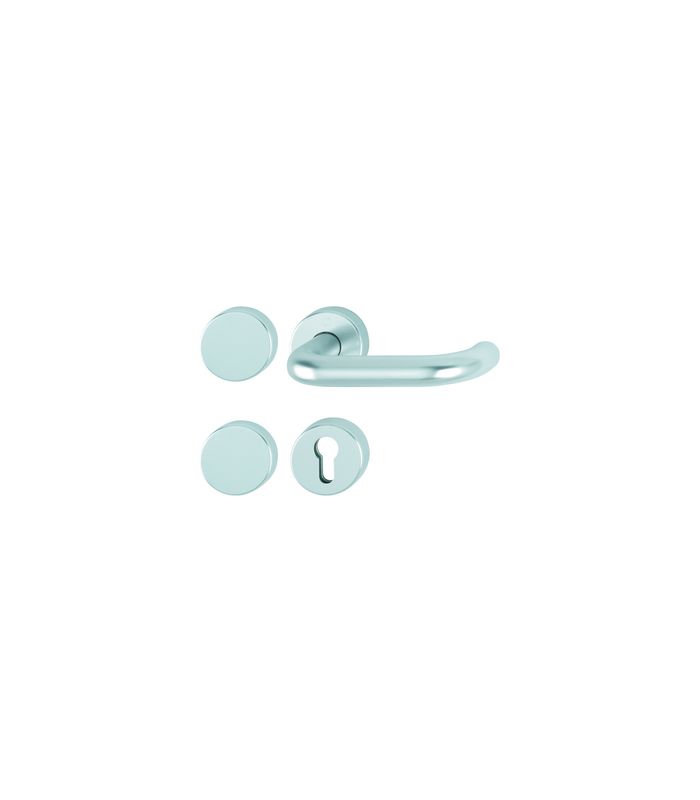 HOPPE Standflügelgarnitur Paris FS-138/42H/42HS, Rosette, Blind/Profilzylinder gelocht, Vierkant 9mm, DIN Links-Rechts, TS 40 - 65mm, Befestigungstechnik mit Stütznocken, silber, naturfarben, eloxiert