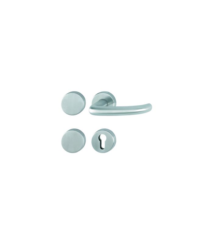 HOPPE Standflügelgarnitur San Francisco FS-E1301/42H/42HS, Rosette, Blind/Profilzylinder gelocht, Vierkant 9mm, DIN Links-Rechts, TS 40 - 65mm, Befestigungstechnik mit Stütznocken, grau, edelstahl matt