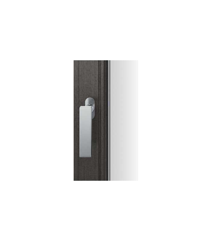 Drehkipp-Fenstergriff 34 1003, mit ovaler schmaler Rosette, Vierkant 7, edelstahl poliert