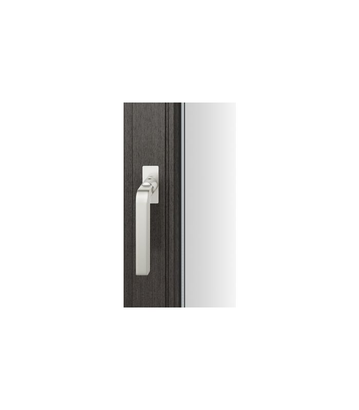 Drehkipp- Fenstergriff 34 1004, mit schmaler eckiger Rosette, Vierkant 7, dunkelbronzefarbig gestrahlt