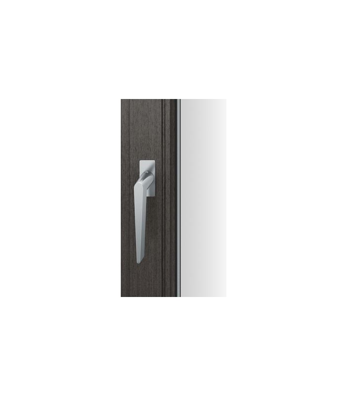 Drehkipp-Fenstergriff 34 1005, mit schmaler eckiger Rosette, Vierkant 7, edelstahl poliert