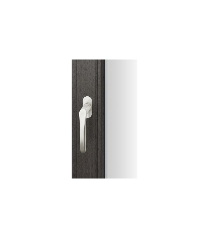 Drehkipp- Fenstergriff 34 1106, mit ovaler schmaler Rosette, Vierkant 7, dunkelbronzefarbig gestrahlt