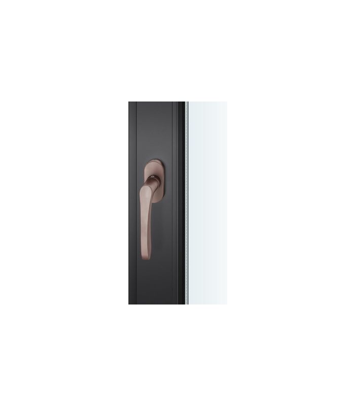 Drehkipp-Fenstergriff 34 1106, mit ovaler Rosette, Vierkant 7x 24-38, dunkelbronze patiniert gewachst