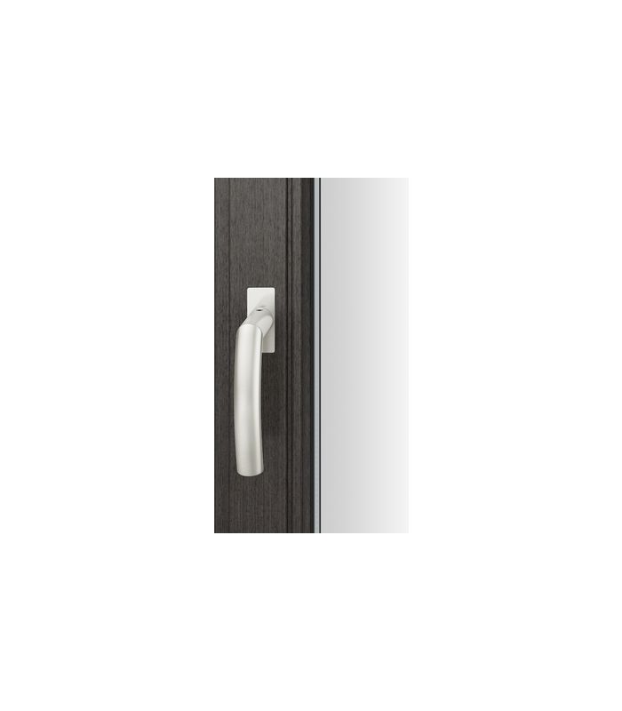 Drehkipp- Fenstergriff 34 1107, mit schmaler eckiger Rosette, Vierkant 7, dunkelbronzefarbig gestrahlt