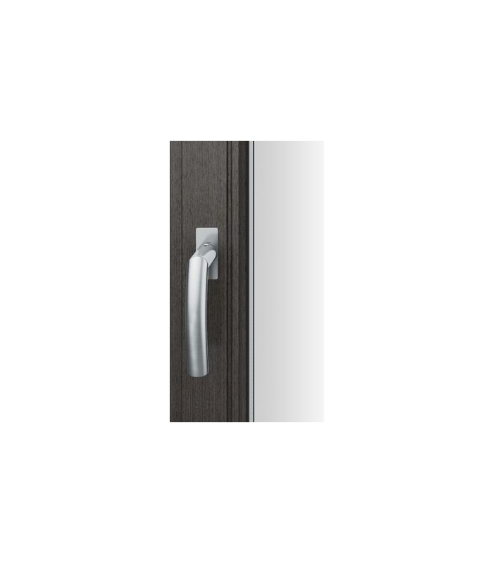 Drehkipp-Fenstergriff 34 1107, mit schmaler eckiger Rosette, Vierkant 7, edelstahl poliert