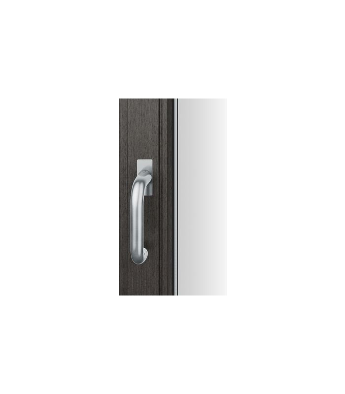 Drehkipp-Fenstergriff 34 1146, mit schmaler eckiger Rosette, Vierkant 7, edelstahl poliert