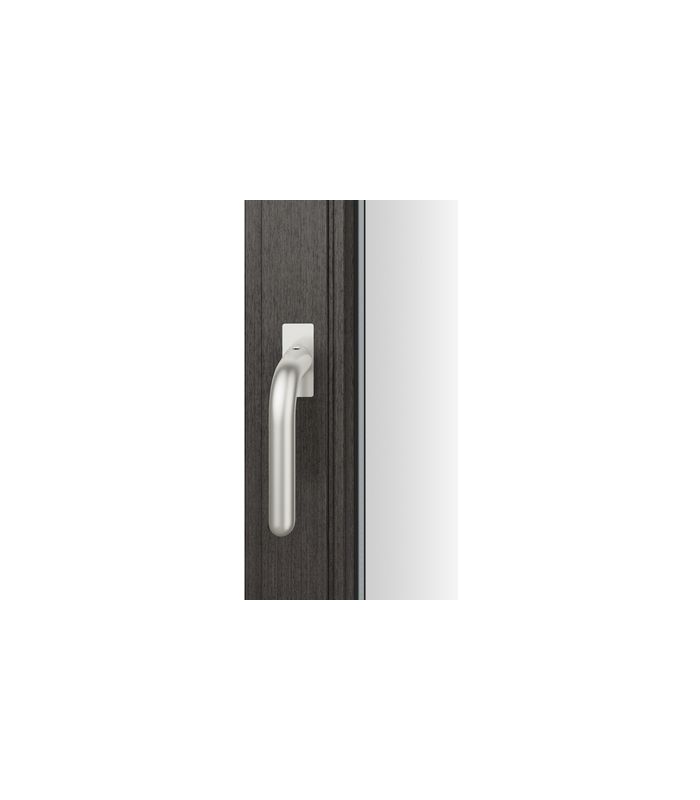 Drehkipp- Fenstergriff 34 1147, mit schmaler eckiger Rosette, Vierkant 7, schwarz gestrahlt