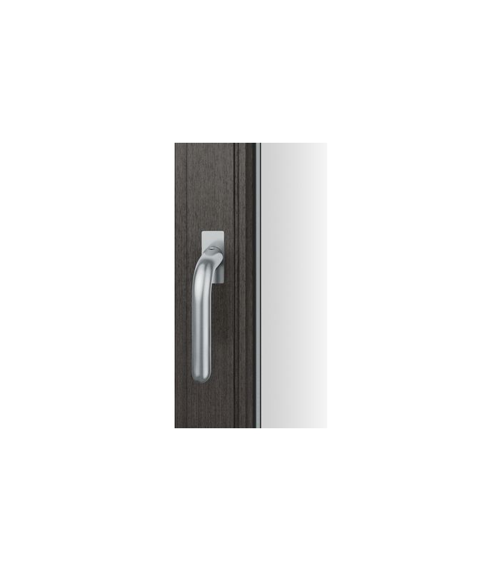 Drehkipp-Fenstergriff 34 1147, mit schmaler eckiger Rosette, Vierkant 7, edelstahl poliert