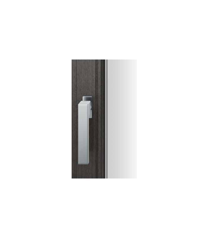 Drehkipp-Fenstergriff 34 1183, mit schmaler eckiger Rosette, Vierkant 7, edelstahl poliert