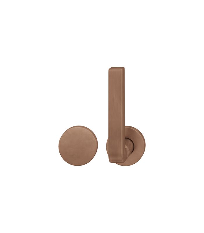 FSB Standflügelgarnitur 76 1004, ohne Schlüsselrosette, rund, Vierkant 9mm, DIN Links-Rechts, TS 39 - 48mm, mit Stütznocken, braun, hellbronze patiniert gewachst