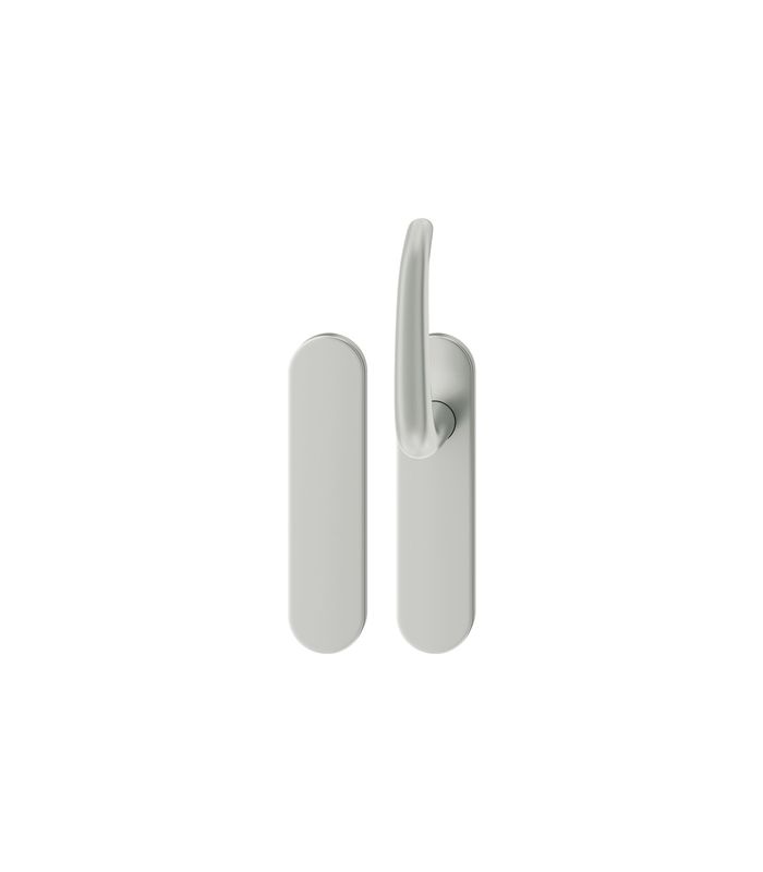 FSB Standflügelgarnitur 76 1023, Kurzschild, oval, Blind/ungelocht, Vierkant 9mm, Türstärke 39 - 48mm, Befestigungstechnik mit Stütznocken, silber, naturfarben, eloxiert