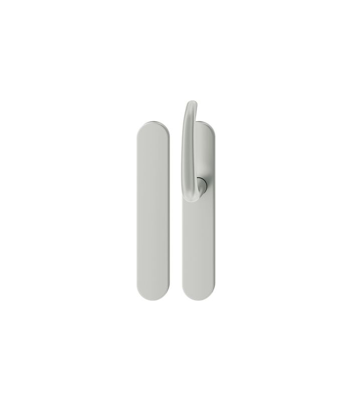 FSB Standflügelgarnitur 76 1023, Langschild, oval, Blind/ungelocht, Vierkant 9mm, Türstärke 39 - 48mm, Befestigungstechnik mit Stütznocken, silber, naturfarben, eloxiert