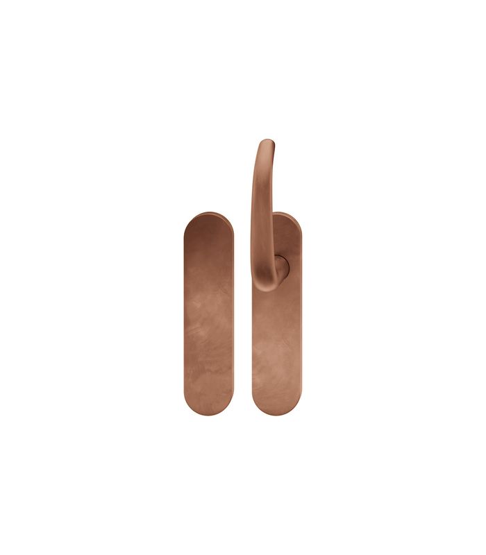FSB Standflügelgarnitur 76 1023, Kurzschild, oval, Blind/ungelocht, Vierkant 9mm, Türstärke 39 - 48mm, Befestigungstechnik mit Stütznocken, braun, hellbronze, patiniert gewachst