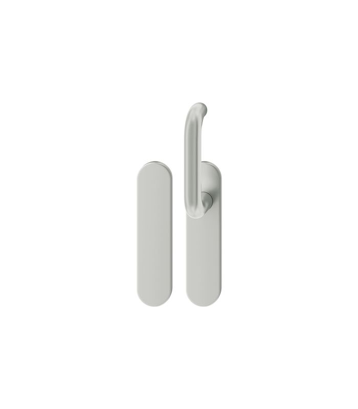 FSB Standflügelgarnitur 79 1070, Kurzschild, oval, Blind/ungelocht, Vierkant 9mm, Türstärke 39 - 48mm, Befestigungstechnik mit Stütznocken, silber, naturfarben, eloxiert
