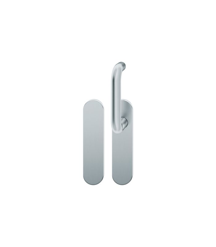 FSB Standflügelgarnitur 79 1070, Kurzschild, oval, Blind/ungelocht, Vierkant 9mm, Türstärke 39 - 48mm, Befestigungstechnik mit Stütznocken, grau, edelstahl, fein matt