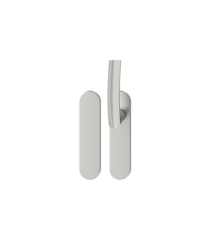 FSB Standflügelgarnitur 76 1107, Langschild, oval, ungelocht, Vierkant 9mm, Türstärke 39 - 48mm, Befestigungstechnik mit Stütznocken, silber, naturfarben, eloxiert