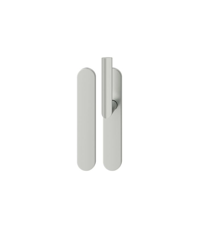 FSB Standflügelgarnitur 76 1108, Langschild, oval, Blind/ungelocht, Vierkant 9mm, Türstärke 39 - 48mm, Befestigungstechnik mit Stütznocken, silber, naturfarben, eloxiert