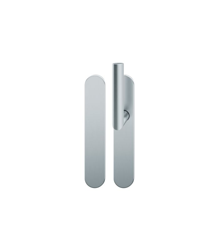 FSB Standflügelgarnitur 76 1108, Langschild, oval, Blind/ungelocht, Vierkant 9mm, Türstärke 39 - 48mm, Befestigungstechnik mit Stütznocken, grau, edelstahl, fein matt