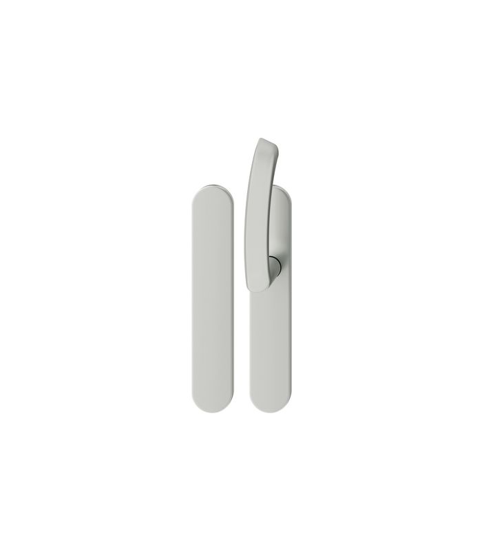 FSB Standflügelgarnitur 79 1119, Langschild, oval, ungelocht, Vierkant 9mm, DIN Rechts, Türstärke 39 - 48mm, Befestigungstechnik mit Stütznocken, grau, edelstahl, fein matt