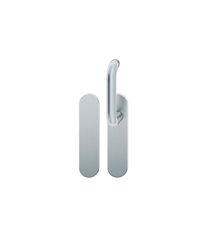 FSB Standflügelgarnitur 79 1146, Kurzschild, oval, Blind/ungelocht, Vierkant 9mm, Türstärke 39 - 48mm, Befestigungstechnik mit Stütznocken, grau, edelstahl, fein matt