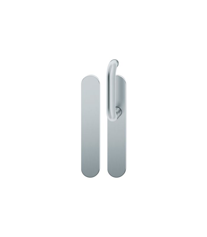FSB Standflügelgarnitur 79 1146, Langschild, oval, Blind/ungelocht, Vierkant 9mm, Türstärke 39 - 48mm, Befestigungstechnik mit Stütznocken, grau, edelstahl, fein matt