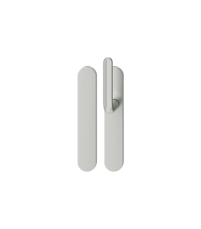 FSB Standflügelgarnitur 76 1147, Langschild, oval, Blind/ungelocht, Vierkant 9mm, Türstärke 39 - 48mm, Befestigungstechnik mit Stütznocken, silber, naturfarben, eloxiert