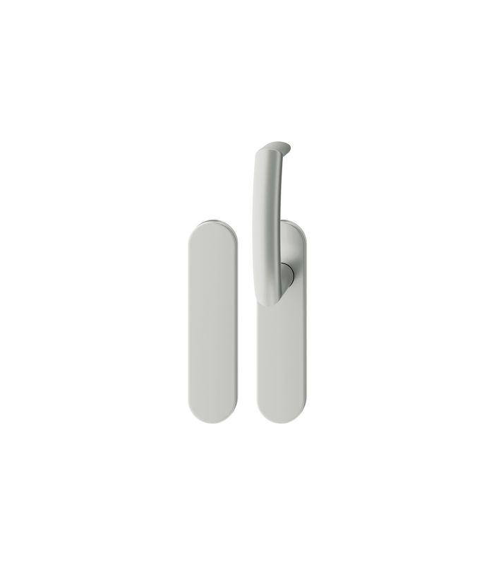 FSB Standflügelgarnitur 79 1177, Kurzschild, oval, Blind/ungelocht, Vierkant 9mm, Türstärke 39 - 48mm, Befestigungstechnik mit Stütznocken, silber, naturfarben, eloxiert