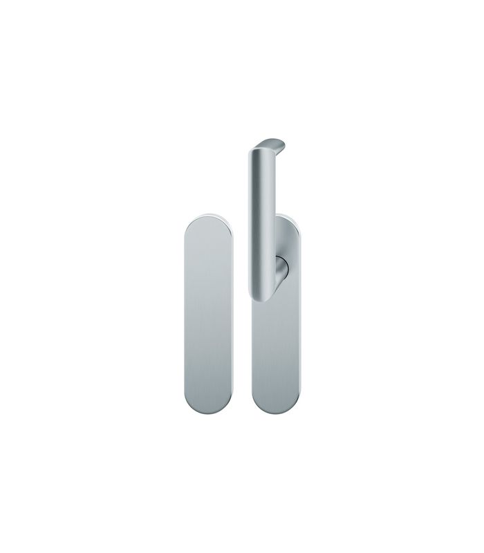 FSB Standflügelgarnitur 79 1178, Kurzschild, oval, ungelocht, Vierkant 9mm, Türstärke 39 - 48mm, Befestigungstechnik mit Stütznocken, grau, edelstahl, fein matt