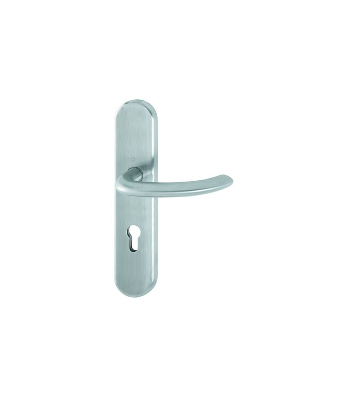 HOPPE Halbgarnitur Marseille E1138F/3310, Langschild, oval, Profilzylinder gelocht, Entfernung 72mm, Vierkant 8mm, Befestigungstechnik ohne Stütznocken, grau, edelstahl matt