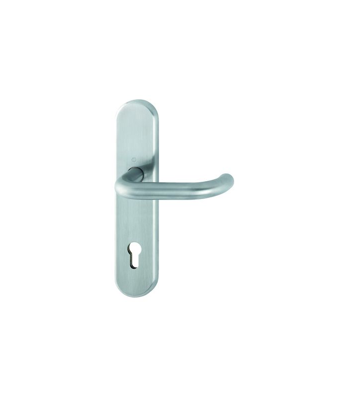 HOPPE Halbgarnitur Paris E138F/3310, Langschild, oval, Profilzylinder gelocht, Entfernung 92mm, Vierkant 10mm, Befestigungstechnik ohne Stütznocken, grau, edelstahl matt