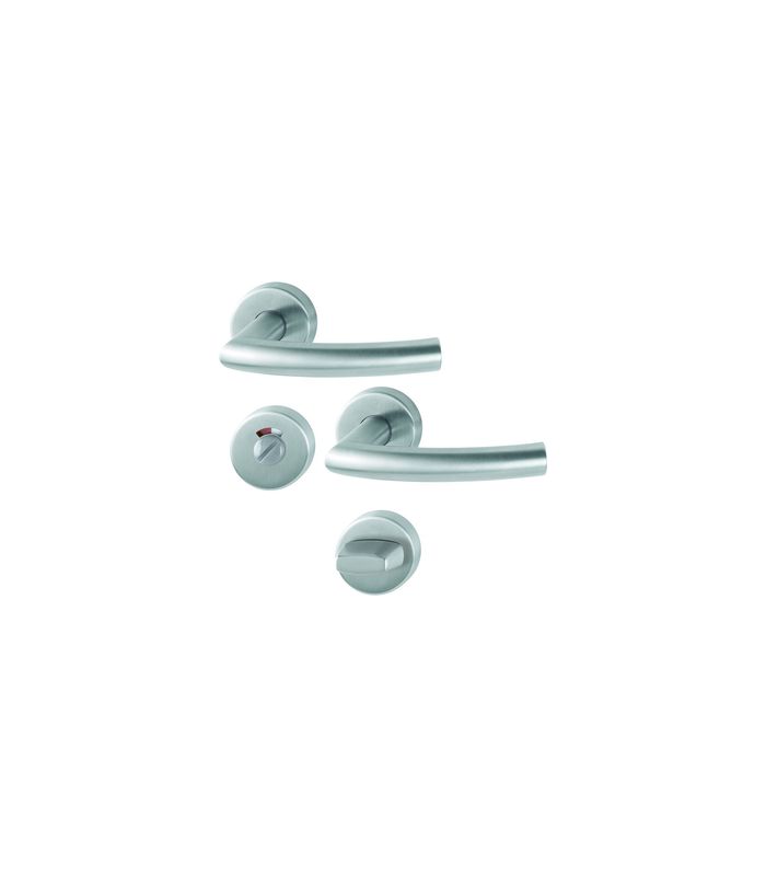 HOPPE Drückergarnitur Trondheim E1430/42H/42HKVS, Rosette, WC Schauscheibe/Schlitzkopf, Vierkant 8mm, Riegel-Vierkant 8mm, DIN Links-Rechts, TS 40 - 45mm, Befestigungstechnik mit Stütznocken, grau, edelstahl matt