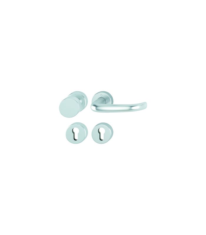 HOPPE Wechselgarnitur San Francisco FS-58/42H/42HS/1301, Rosette, Profilzylinder gelocht, Vierkant 9mm, DIN Links-Rechts, TS 45 - 65mm, Befestigungstechnik mit Stütznocken, silber, naturfarben, eloxiert