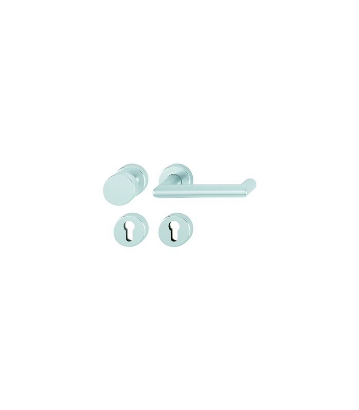 HOPPE Wechselgarnitur Rotterdam FS-58/42H/42HS/1401, Rosette, Profilzylinder gelocht, Vierkant 9mm, DIN Links-Rechts, TS 45 - 65mm, Befestigungstechnik mit Stütznocken, silber, naturfarben, eloxiert