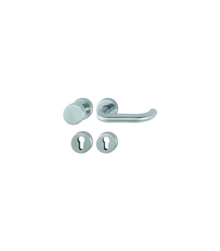 HOPPE Wechselgarnitur Paris FS-E58/42H/42HS/138, Rosette, Profilzylinder gelocht, Vierkant 9mm, DIN Links-Rechts, TS 40 - 65mm, Befestigungstechnik mit Stütznocken, grau, edelstahl matt-SecuSan