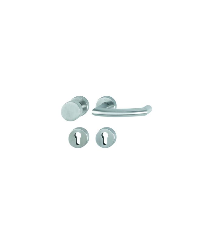 HOPPE Wechselgarnitur Tromsø FS-E58/42H/42HS/1431, Rosette, Profilzylinder gelocht, Vierkant 9mm, DIN Links-Rechts, TS 40 - 65mm, Befestigungstechnik mit Stütznocken, grau, edelstahl matt
