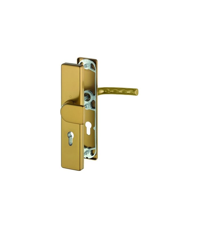HOPPE Sicherheits-Wechselgarnitur Birmingham 78G/2222A/2440/1117, Langschild eckig, 15mm, ES 0, ohne Zylinderabdeckung, Profilzylinder gelocht, Entfernung 72mm, Vierkant 8mm, Türstärke 37-42mm, bronzefarben eloxiert