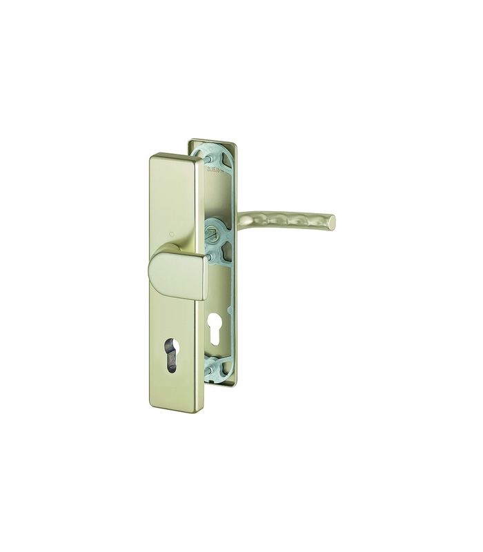 HOPPE Sicherheits-Wechselgarnitur Birmingham 78G/2222A/2440/1117, Langschild eckig, 15mm, ES 0, ohne Zylinderabdeckung, Profilzylinder gelocht, Entfernung 92mm, Vierkant 10mm, Türstärke 67-72mm, neusilberfarben eloxiert