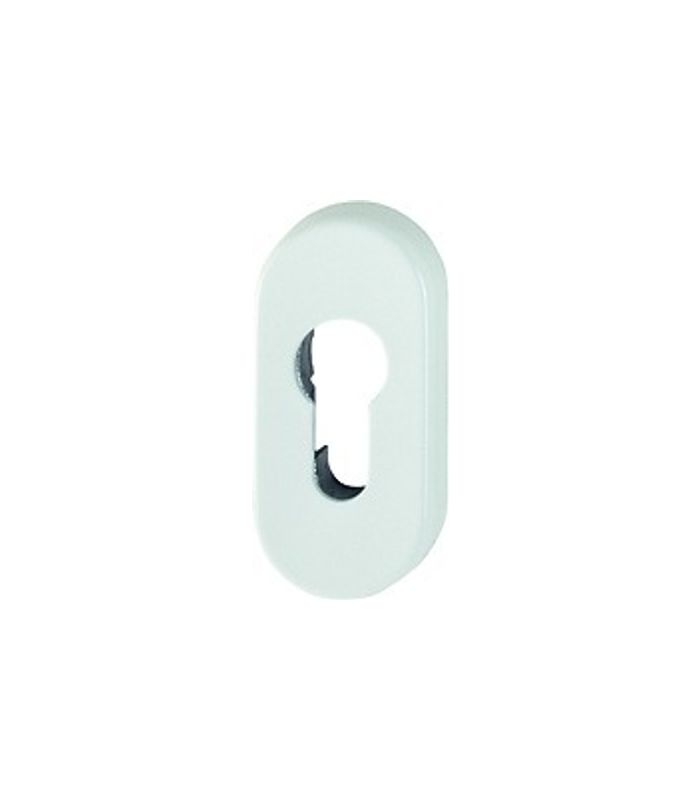HOPPE Schlüsselrosette FS-55S, außen/innen, oval, mit Stütznocken, Profilzylinder gelocht, 8mm, verkehrsweiß, beschichtet