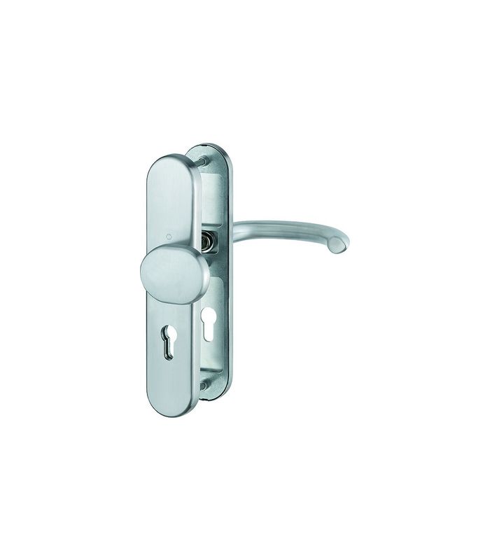 HOPPE Sicherheits-Wechselgarnitur Marseille FS-76G/3332ZA/3310/1138F, Langschild oval, 15mm, ES 1, mit Zylinderabdeckung, Profilzylinder gelocht, Entfernung 72mm, Vierkant 9mm, Türstärke 42-47mm, naturfarben eloxiert
