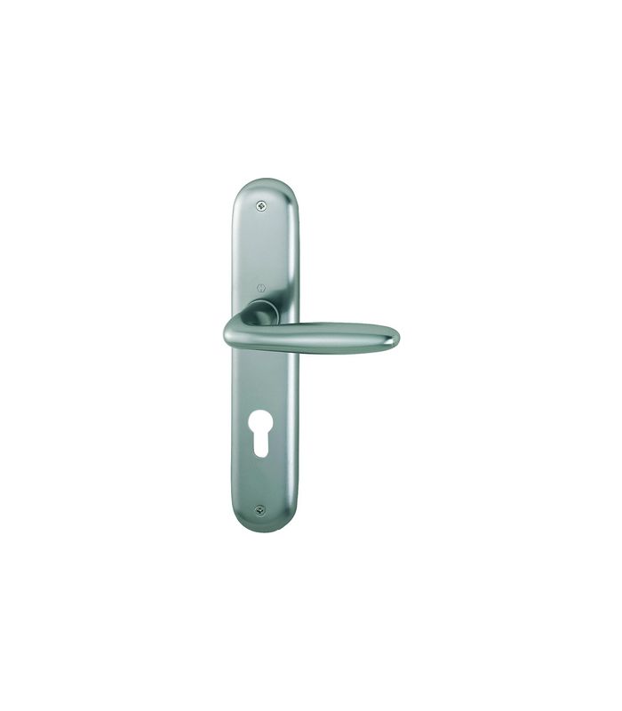 HOPPE Drückergarnitur Verona 1510/273P, Langschild, oval, Profilzylinder gelocht, Entfernung 72mm, Vierkant 8mm, Türstärke 35 - 45mm, Befestigungstechnik ohne Stütznocken, grau, stahlfarbig, eloxiert