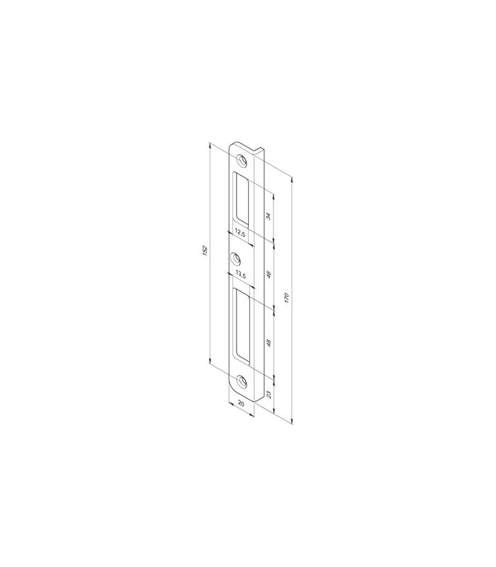 Winkelschließblech Z09XSBL DL,20x170x10 rd,matt gebürstet