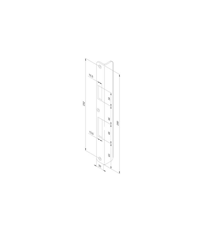 Winkelschließblech Z09XSBL DL,20x250x20 rd,matt gebürstet