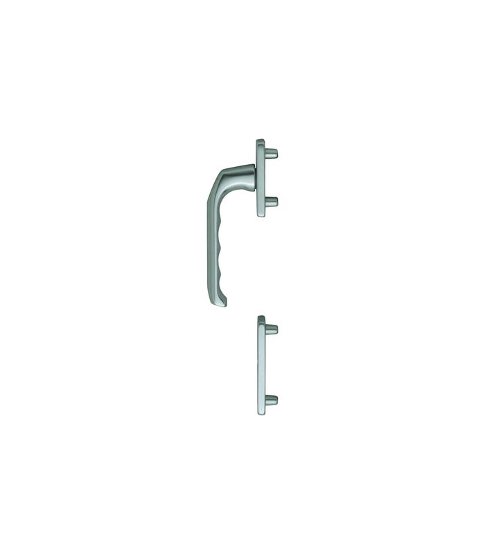 Fenstertür- Halbgarnitur, Profilzylinder gelocht, London 013/51N/51NS, Nockendurchmesser 10, Aluminium stahlfarbig