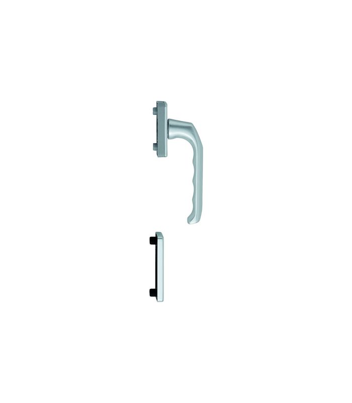 Fenstertür- Halbgarnitur, Profilzylinder gelocht, London 013/U34/51PNS, Nockendurchmesser 10, Aluminium naturfarbig