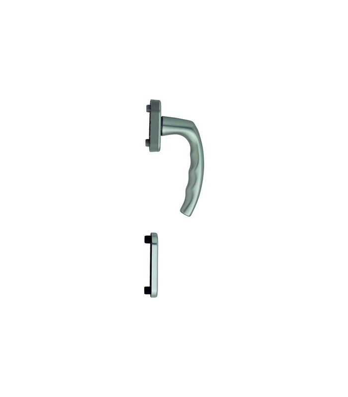 Fenstertür- Halbgarnitur, Profilzylinder gelocht, Atlanta 0530/U26/49PNS, Nockendurchmesser 10, Aluminium stahlfarbig
