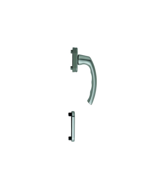 Fenstertür- Halbgarnitur, Profilzylinder gelocht, Luxembourg 099/U26/49PNS, Nockendurchmesser 10, Aluminium stahlfarbig
