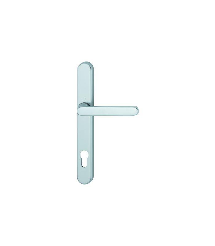 HOPPE Halbgarnitur Luxembourg 099KH/3347N, Langschild, oval, Profilzylinder gelocht, Entfernung 92mm, Vierkant 8mm, Türstärke 72 - 82mm, Befestigungstechnik mit Stütznocken, silber, naturfarben, eloxiert